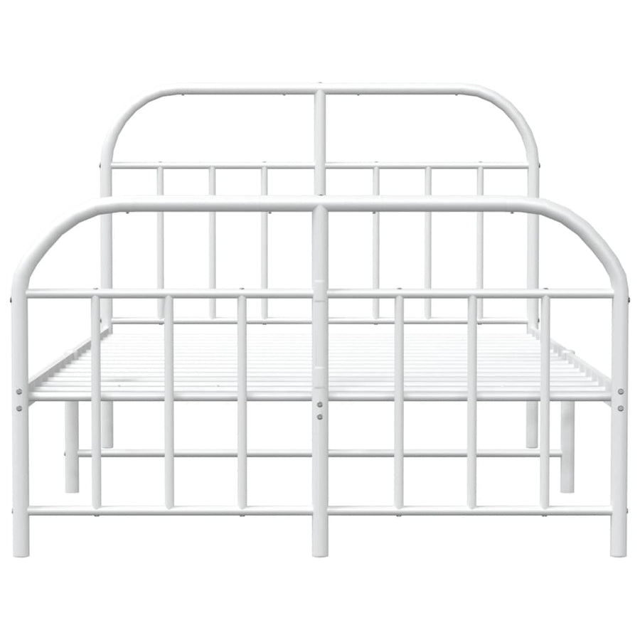 Bedframe Met Hoofd- En Voeteneinde Metaal 120 x 200 cm Wit met hoofdbord & voetbord