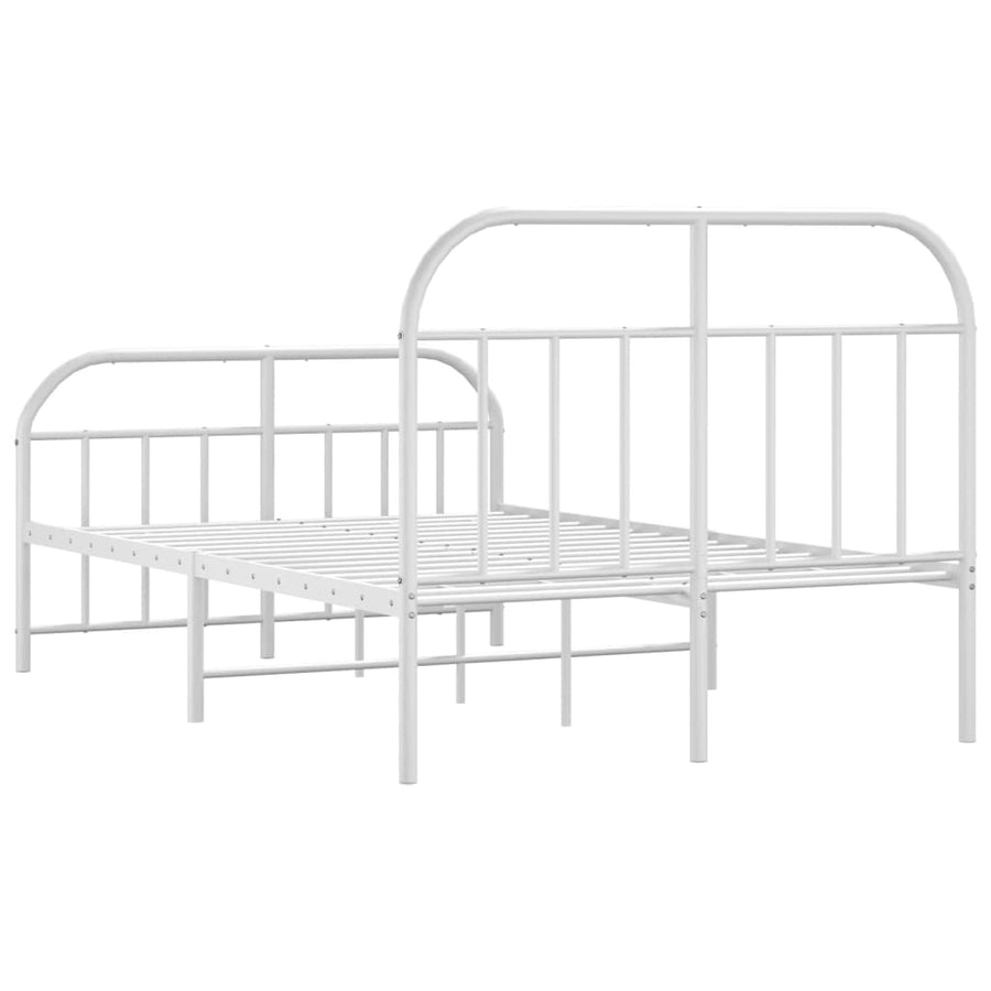 Bedframe Met Hoofd- En Voeteneinde Metaal 120 x 200 cm Wit met hoofdbord & voetbord