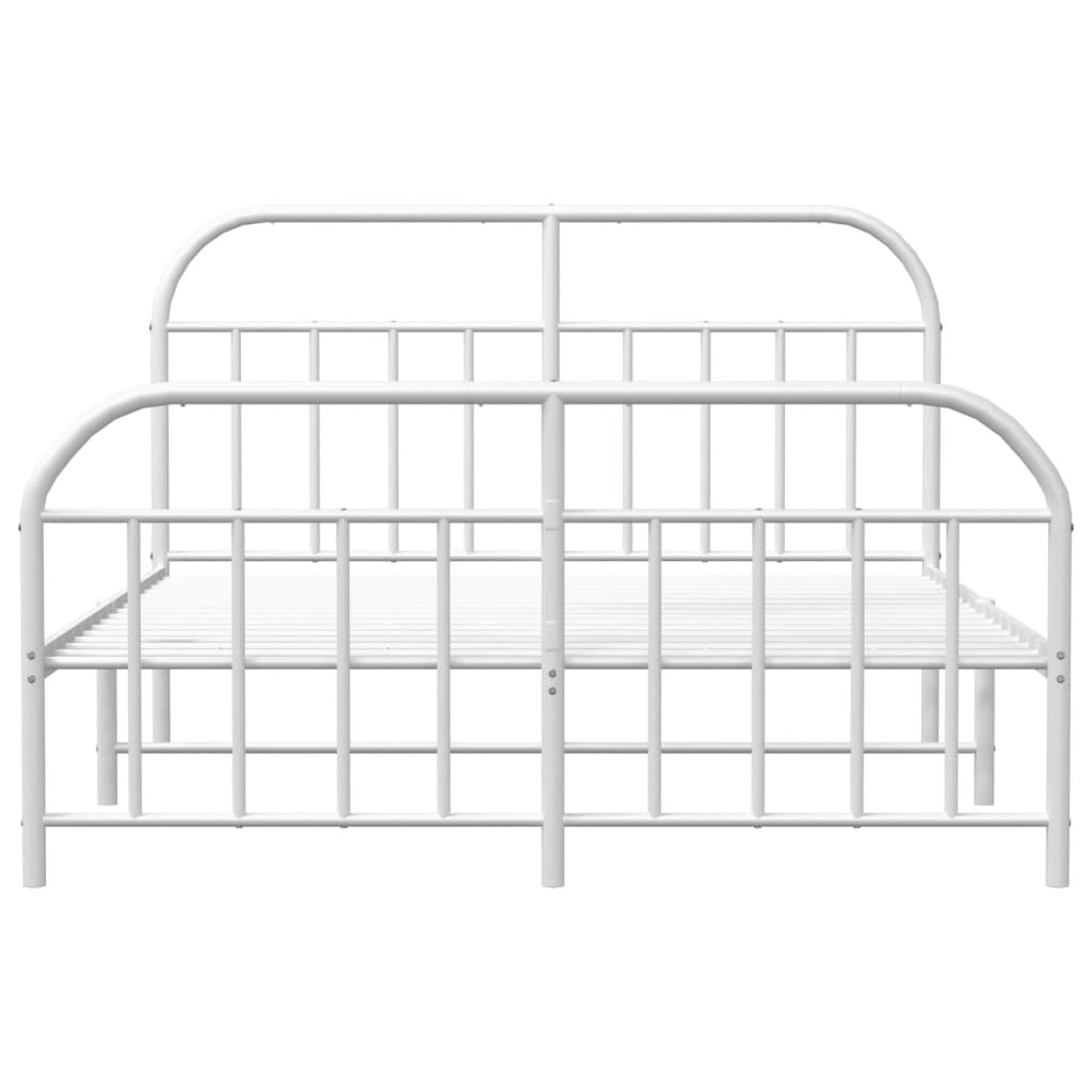 Bedframe Met Hoofd- En Voeteneinde Metaal 135 x 190 cm Wit met hoofdbord & voetbord
