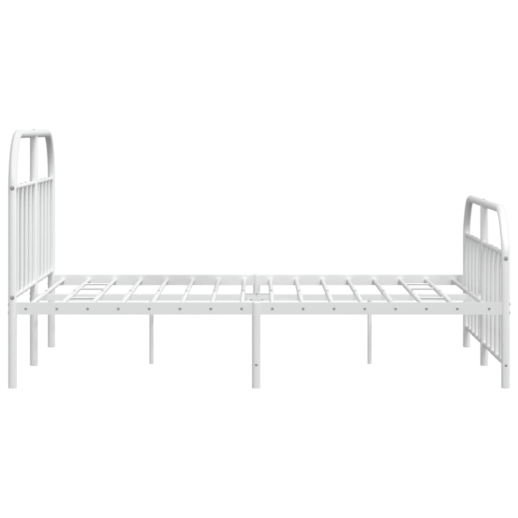 Bedframe Met Hoofd- En Voeteneinde Metaal 135 x 190 cm Wit met hoofdbord & voetbord