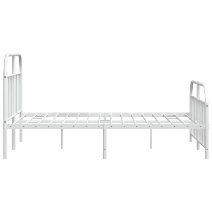 Bedframe Met Hoofd- En Voeteneinde Metaal 135 x 190 cm Wit met hoofdbord & voetbord