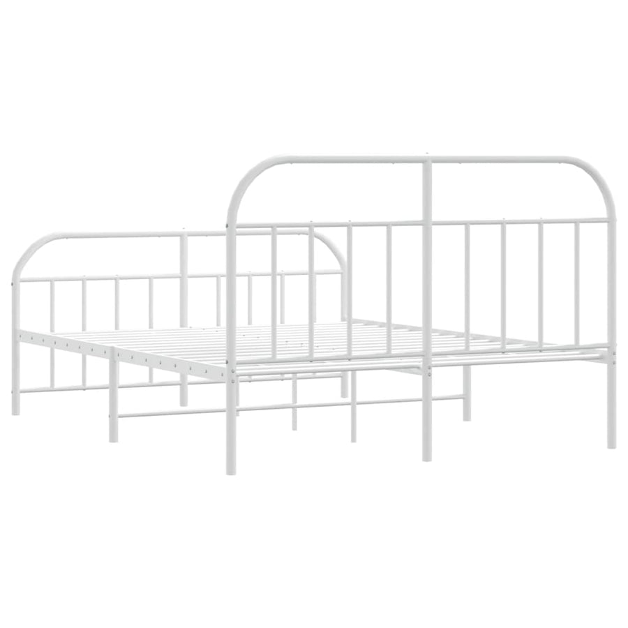Bedframe Met Hoofd- En Voeteneinde Metaal 135 x 190 cm Wit met hoofdbord & voetbord