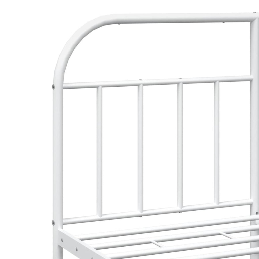 Bedframe Met Hoofd- En Voeteneinde Metaal 135 x 190 cm Wit met hoofdbord & voetbord