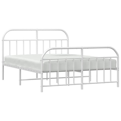 Bedframe Met Hoofd- En Voeteneinde Metaal 140 x 190 cm Wit met hoofdbord & voetbord