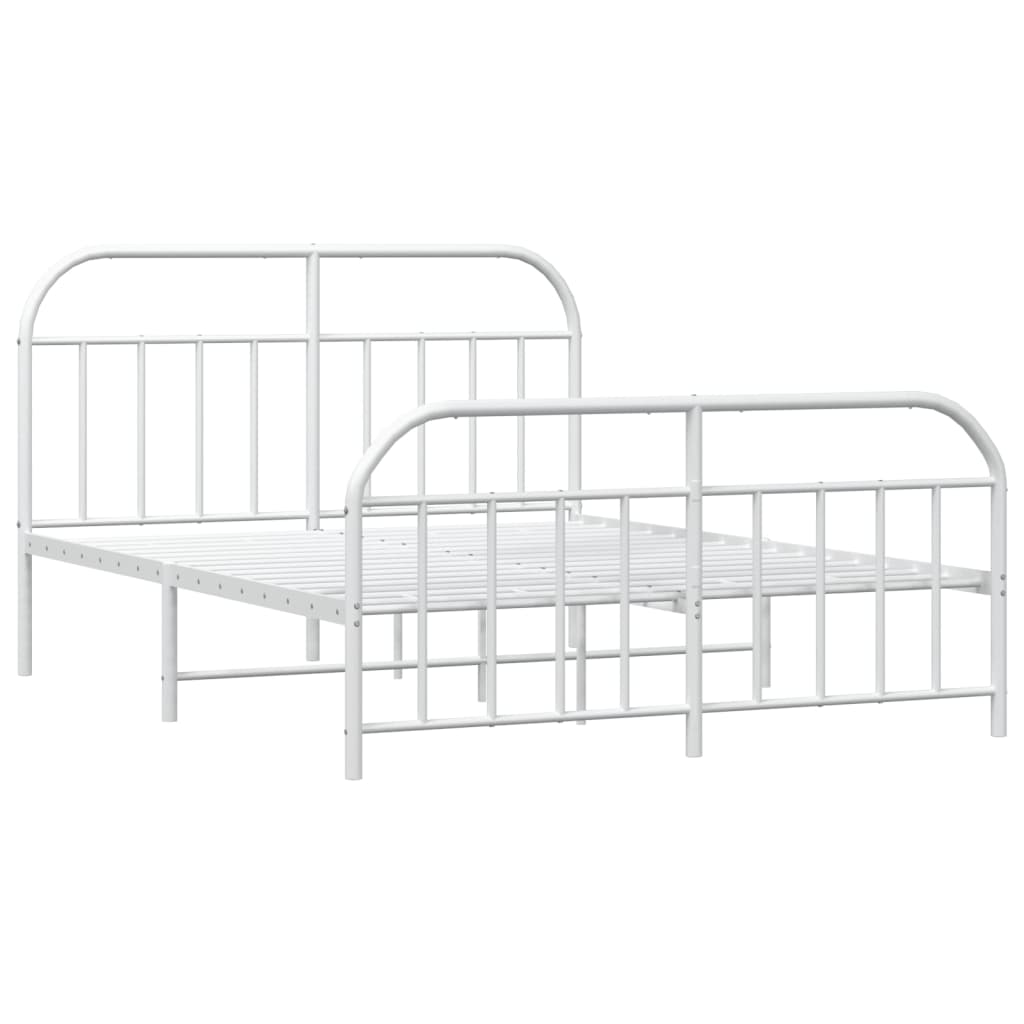 Bedframe Met Hoofd- En Voeteneinde Metaal 140 x 190 cm Wit met hoofdbord & voetbord