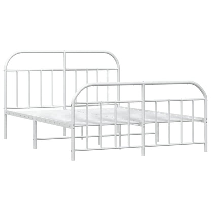 Bedframe Met Hoofd- En Voeteneinde Metaal 140 x 190 cm Wit met hoofdbord & voetbord