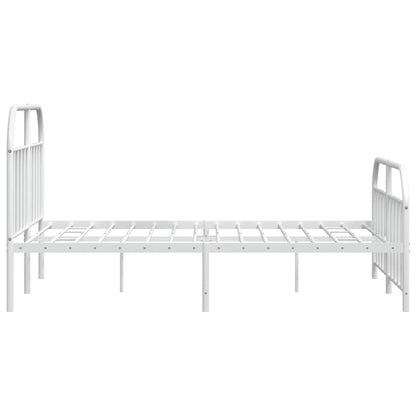 Bedframe Met Hoofd- En Voeteneinde Metaal 140 x 190 cm Wit met hoofdbord & voetbord