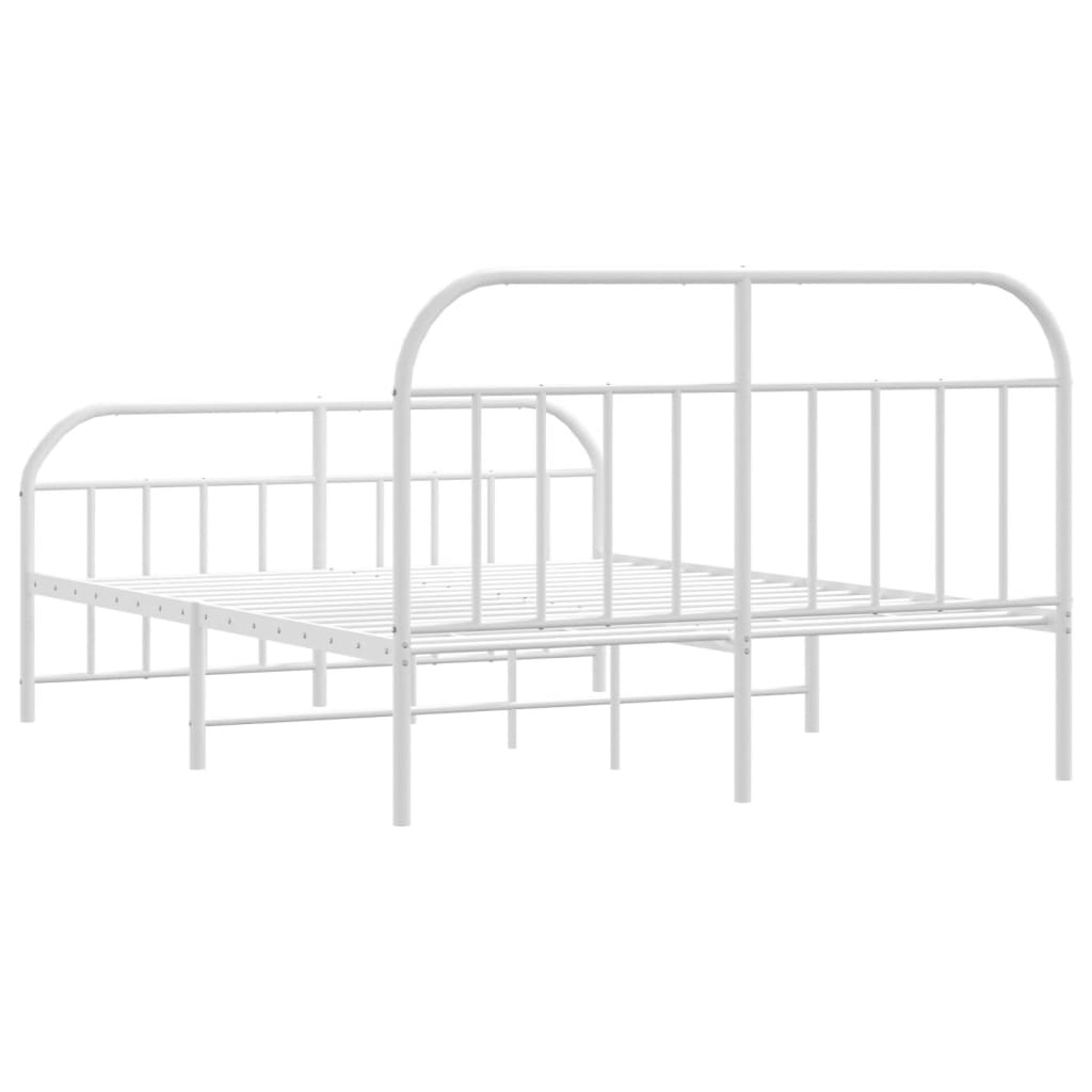 Bedframe Met Hoofd- En Voeteneinde Metaal 140 x 190 cm Wit met hoofdbord & voetbord