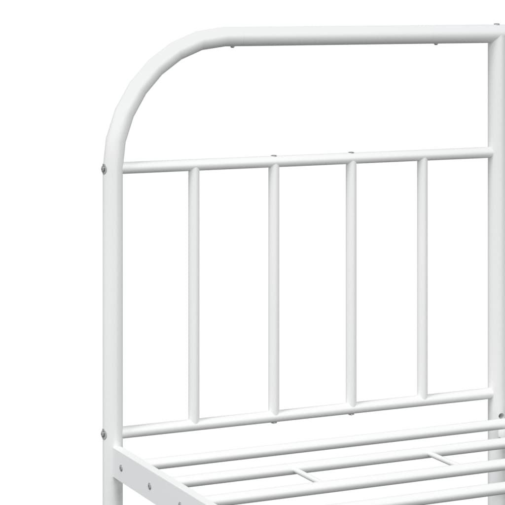 Bedframe Met Hoofd- En Voeteneinde Metaal 140 x 190 cm Wit met hoofdbord & voetbord