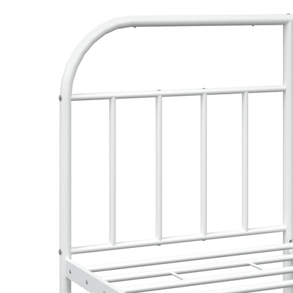 Bedframe Met Hoofd- En Voeteneinde Metaal 140 x 190 cm Wit met hoofdbord & voetbord