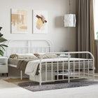 White metal bed frame with headboard and footboard 140x190 cm