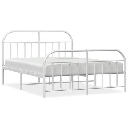 Bedframe Met Hoofd- En Voeteneinde Metaal 140 x 200 cm Wit met hoofdbord & voetbord