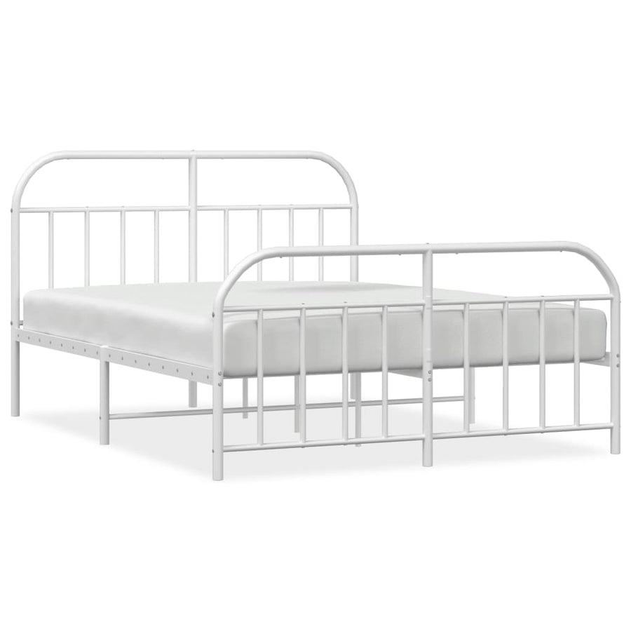 Bedframe Met Hoofd- En Voeteneinde Metaal 140 x 200 cm Wit met hoofdbord & voetbord