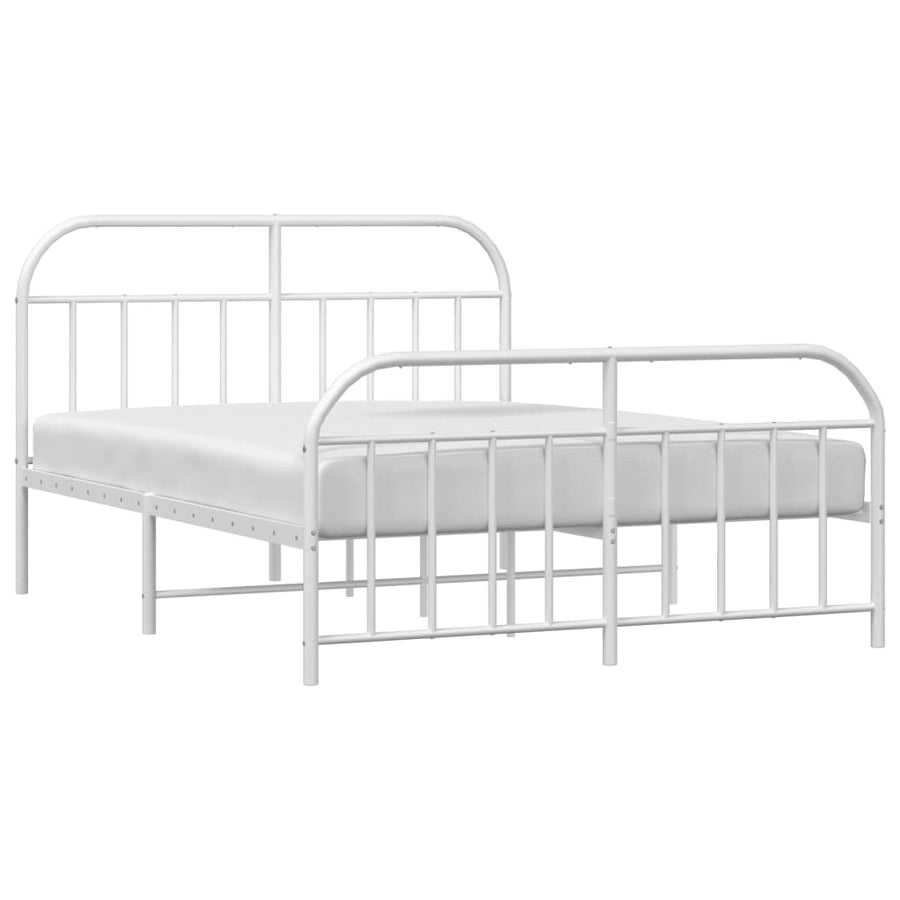 Bedframe Met Hoofd- En Voeteneinde Metaal 140 x 200 cm Wit met hoofdbord & voetbord