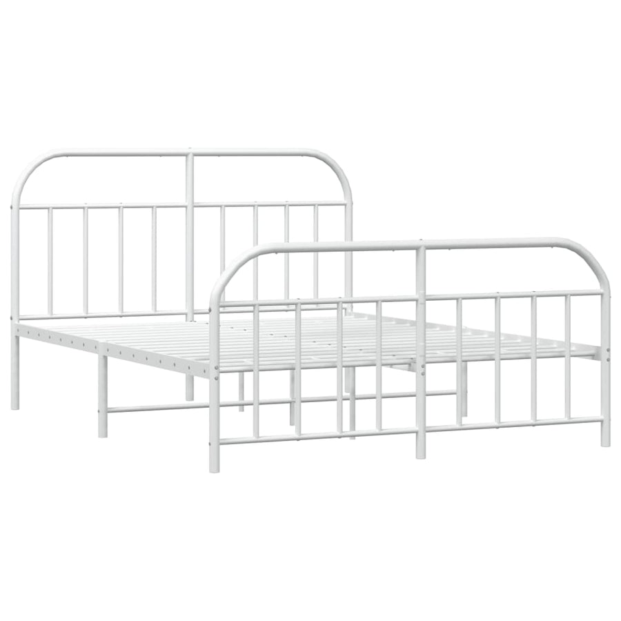 Bedframe Met Hoofd- En Voeteneinde Metaal 140 x 200 cm Wit met hoofdbord & voetbord