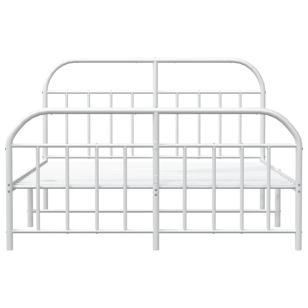 Bedframe Met Hoofd- En Voeteneinde Metaal 140 x 200 cm Wit met hoofdbord & voetbord