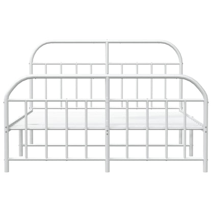 Bedframe Met Hoofd- En Voeteneinde Metaal 140 x 200 cm Wit met hoofdbord & voetbord