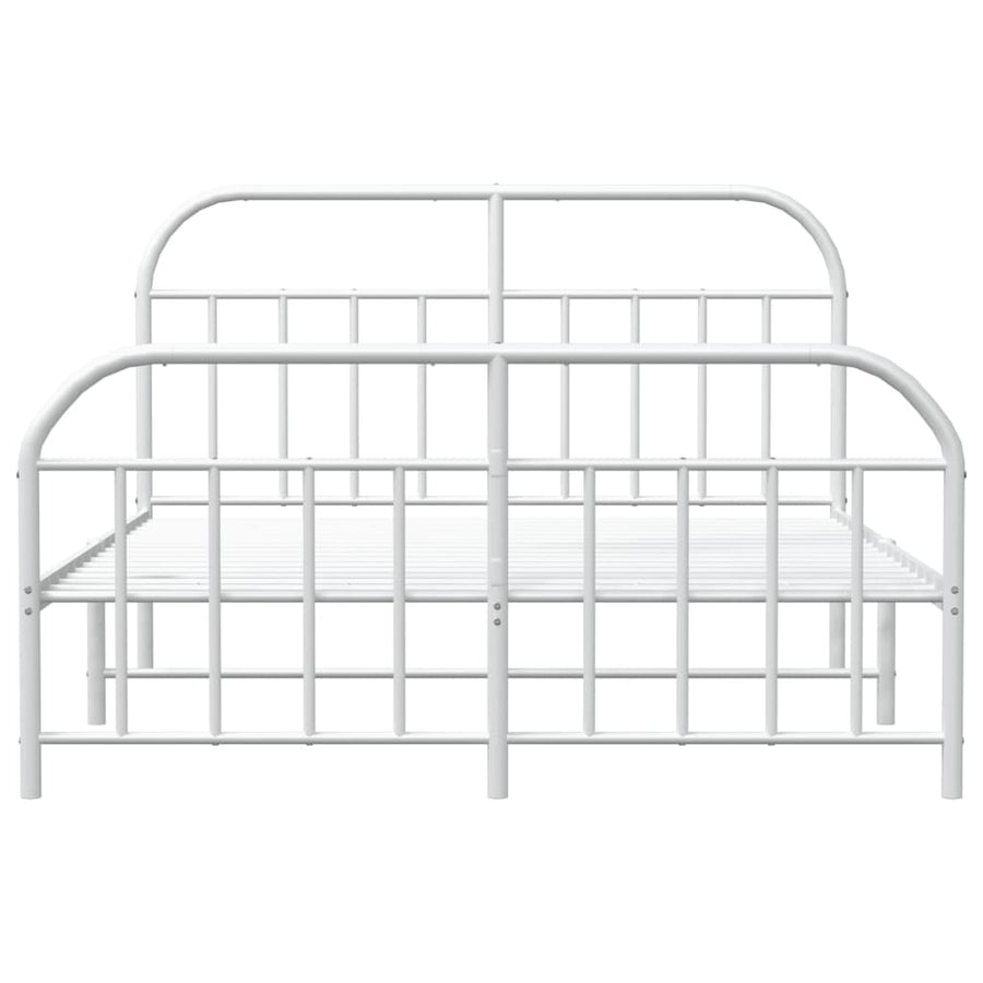 Bedframe Met Hoofd- En Voeteneinde Metaal 140 x 200 cm Wit met hoofdbord & voetbord