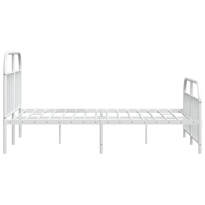 Bedframe Met Hoofd- En Voeteneinde Metaal 140 x 200 cm Wit met hoofdbord & voetbord