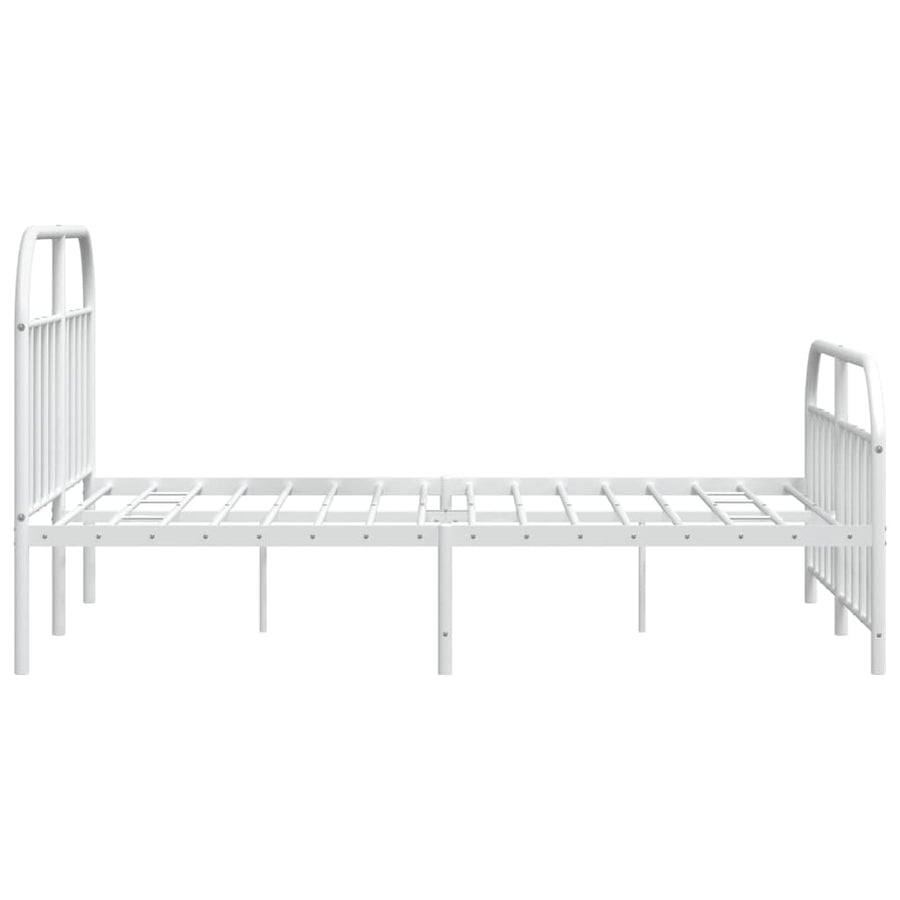 Bedframe Met Hoofd- En Voeteneinde Metaal 140 x 200 cm Wit met hoofdbord & voetbord