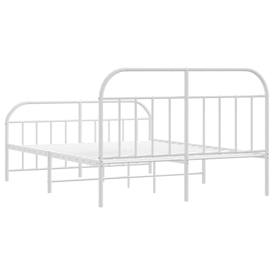 Bedframe Met Hoofd- En Voeteneinde Metaal 140 x 200 cm Wit met hoofdbord & voetbord