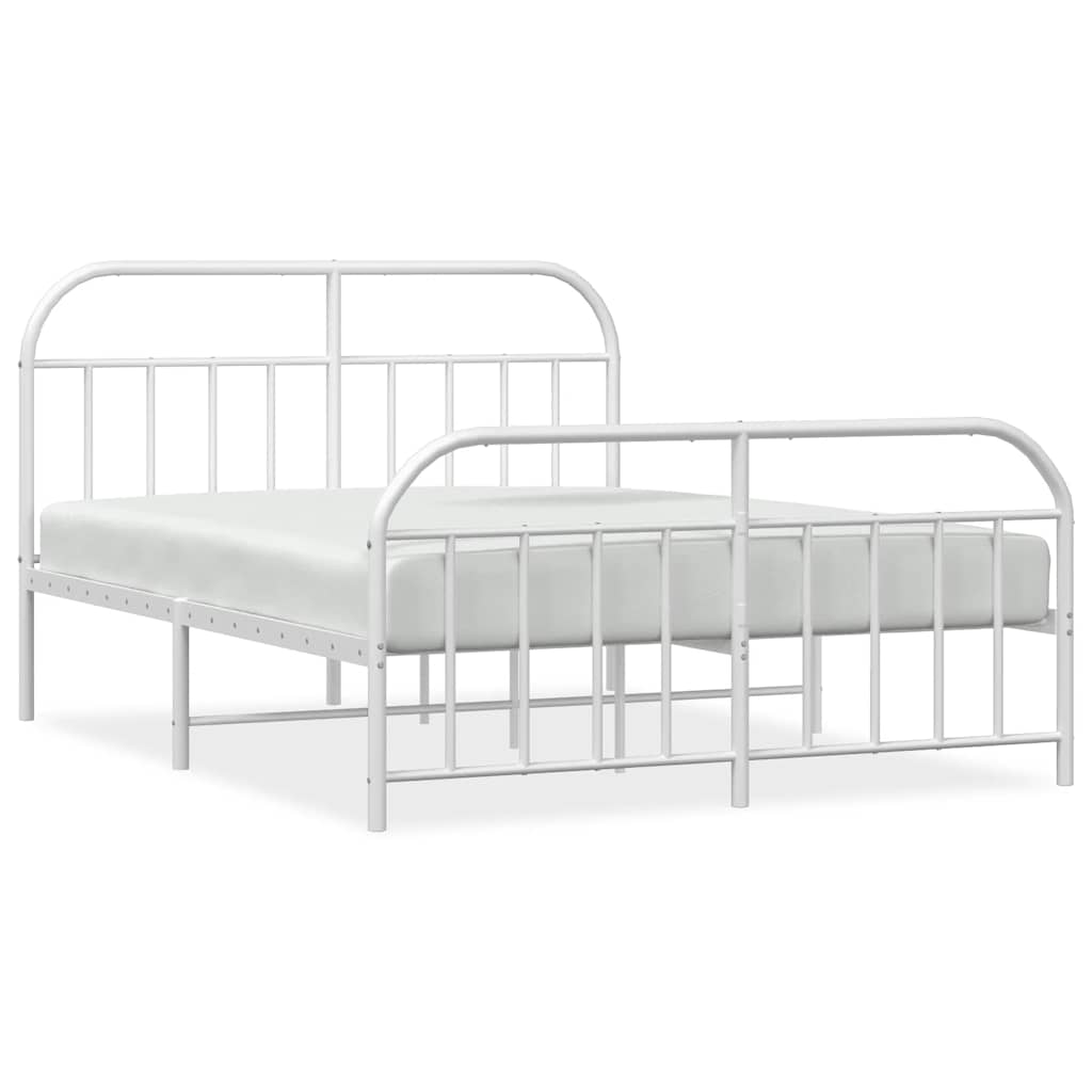 Bedframe met hoofd- en voeteneinde metaal wit 150x200 cm