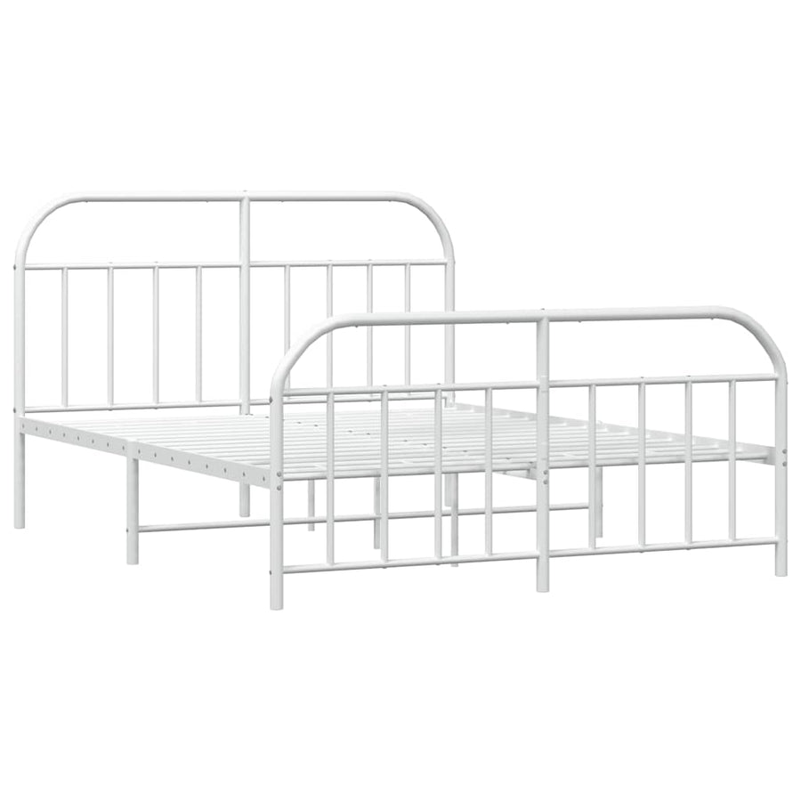 Bedframe met hoofd- en voeteneinde metaal wit 150x200 cm