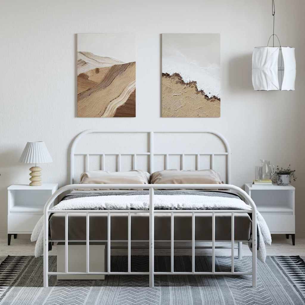 Bedframe met hoofd- en voeteneinde metaal wit 150x200 cm