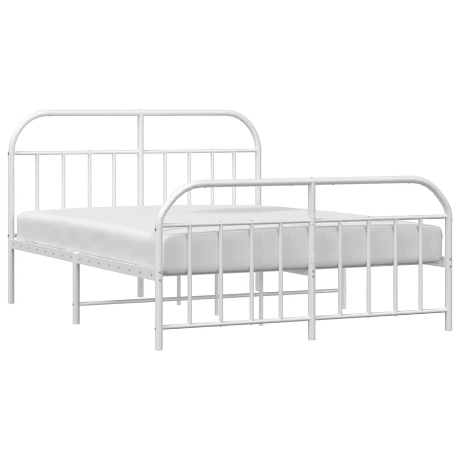 Bedframe met hoofd- en voeteneinde metaal wit 150x200 cm