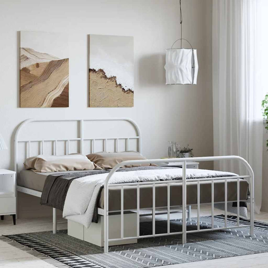 Bedframe met hoofd- en voeteneinde metaal wit 150x200 cm