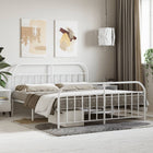 Bedframe Met Hoofd- En Voeteneinde Metaal 160 x 200 cm Wit met hoofdbord & voetbord