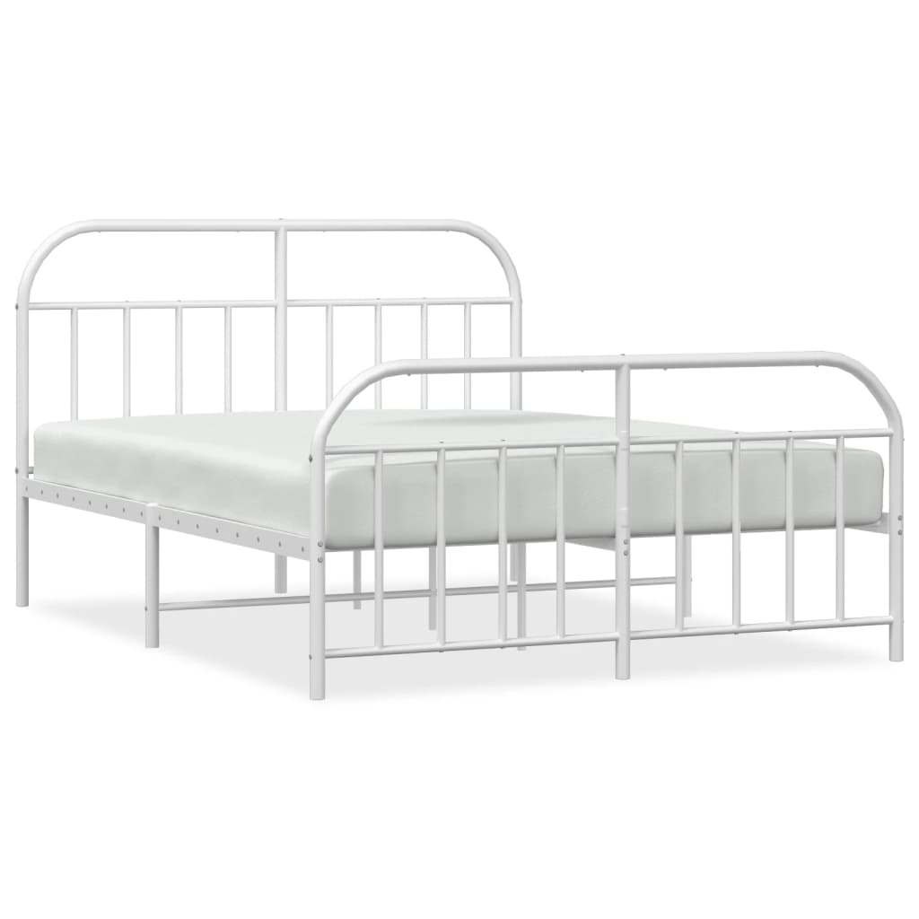 Bedframe Met Hoofd- En Voeteneinde Metaal 183 x 213 cm Wit met hoofdbord & voetbord