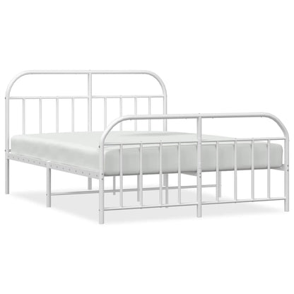 Bedframe Met Hoofd- En Voeteneinde Metaal 183 x 213 cm Wit met hoofdbord & voetbord