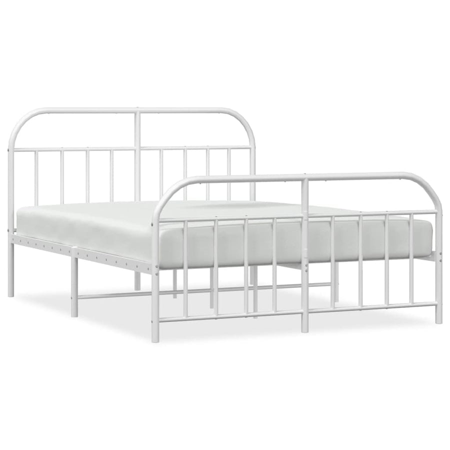 Bedframe Met Hoofd- En Voeteneinde Metaal 183 x 213 cm Wit met hoofdbord & voetbord