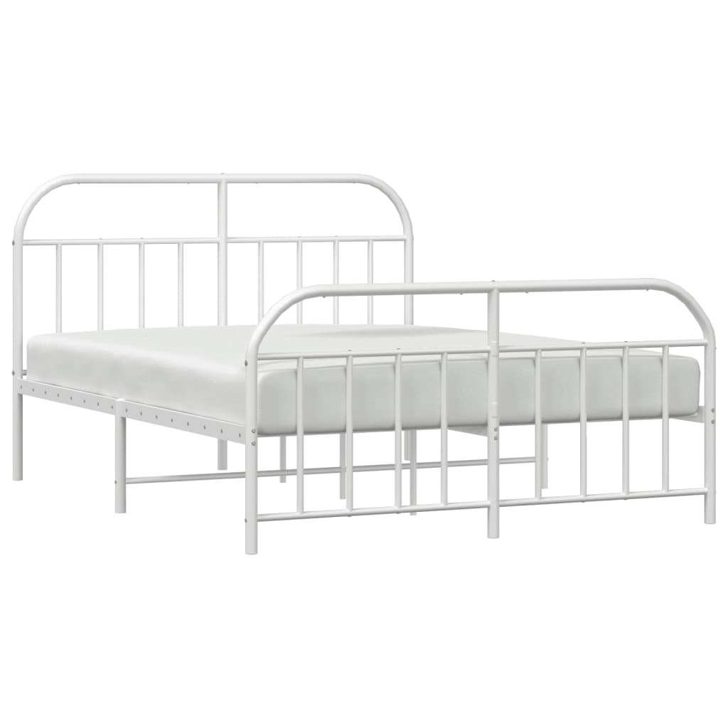 Bedframe Met Hoofd- En Voeteneinde Metaal 183 x 213 cm Wit met hoofdbord & voetbord
