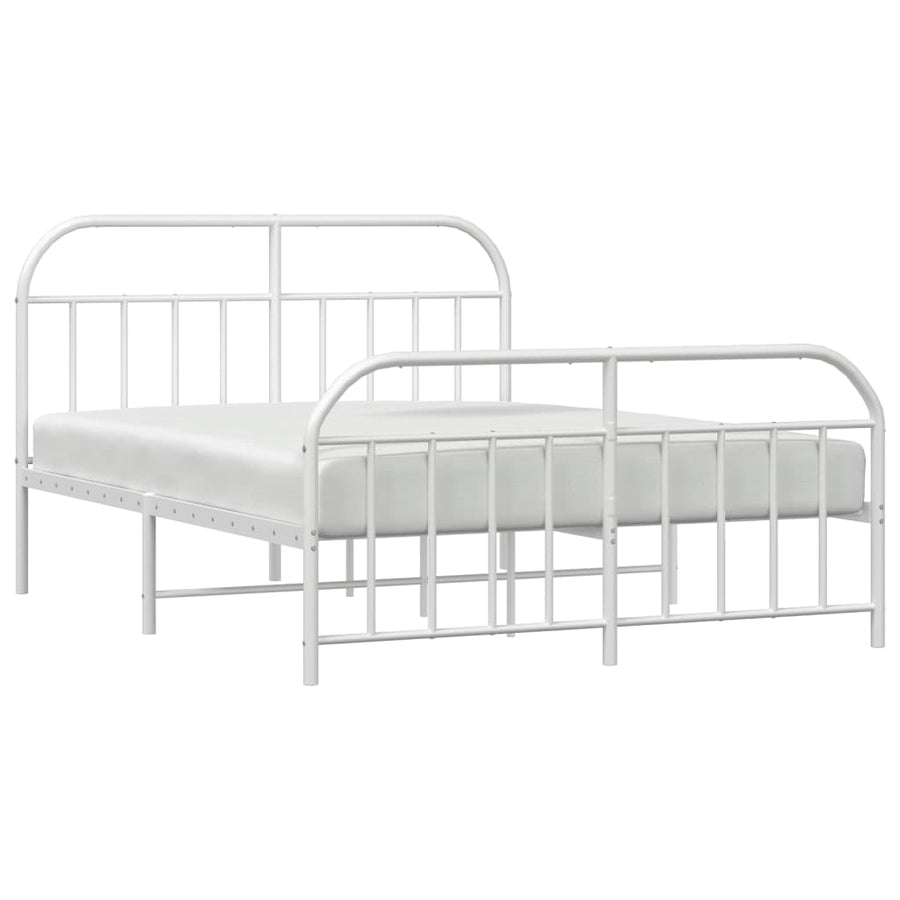 Bedframe Met Hoofd- En Voeteneinde Metaal 183 x 213 cm Wit met hoofdbord & voetbord