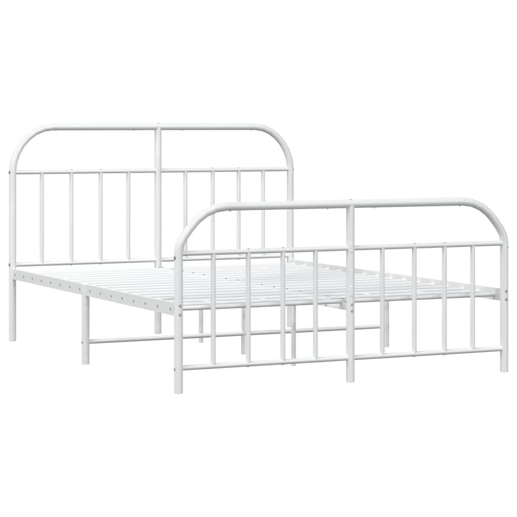 Bedframe Met Hoofd- En Voeteneinde Metaal 183 x 213 cm Wit met hoofdbord & voetbord