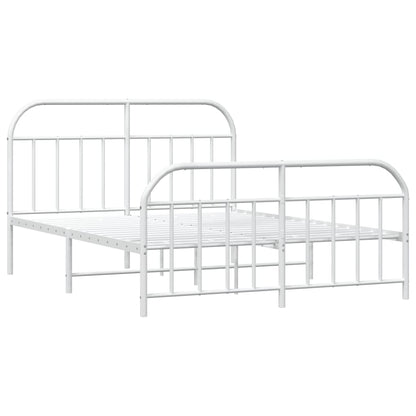 Bedframe Met Hoofd- En Voeteneinde Metaal 183 x 213 cm Wit met hoofdbord & voetbord