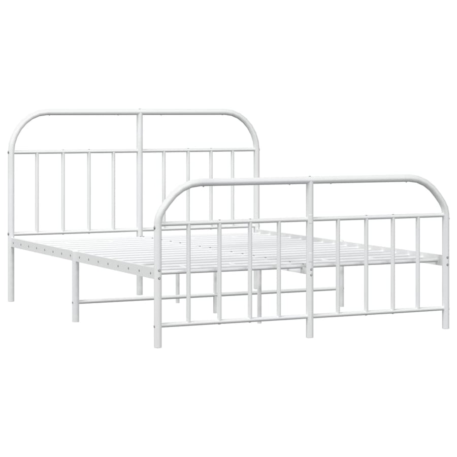 Bedframe Met Hoofd- En Voeteneinde Metaal 183 x 213 cm Wit met hoofdbord & voetbord
