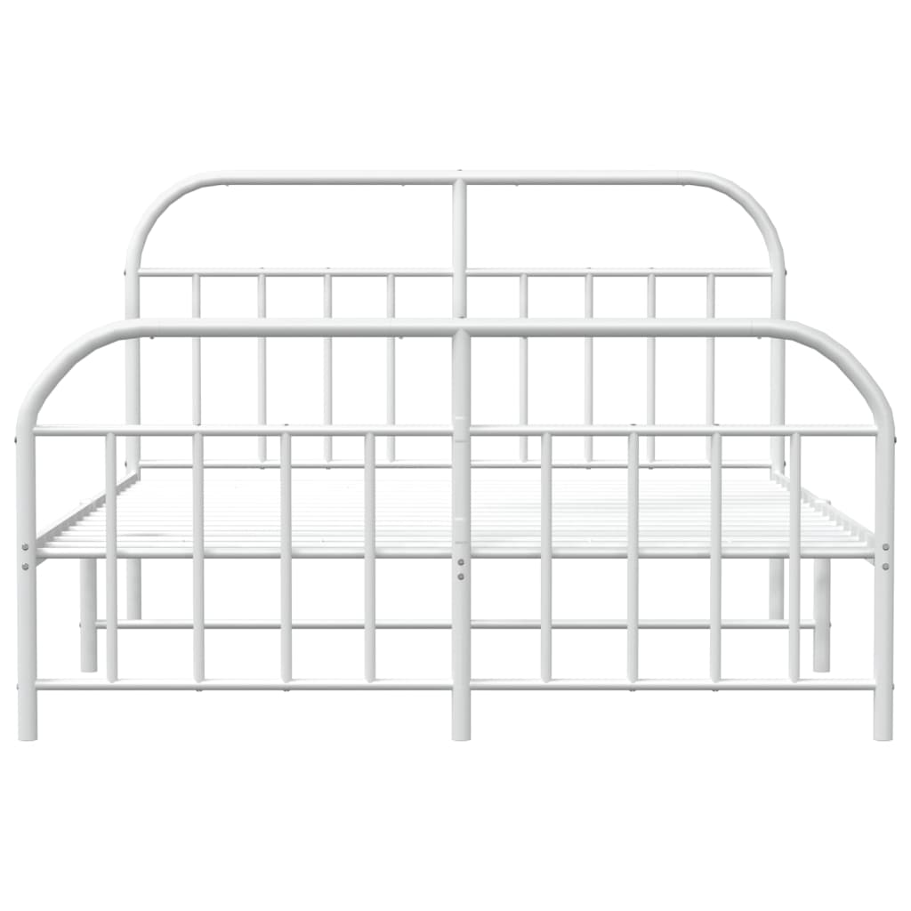 Bedframe Met Hoofd- En Voeteneinde Metaal 183 x 213 cm Wit met hoofdbord & voetbord