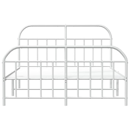 Bedframe Met Hoofd- En Voeteneinde Metaal 183 x 213 cm Wit met hoofdbord & voetbord