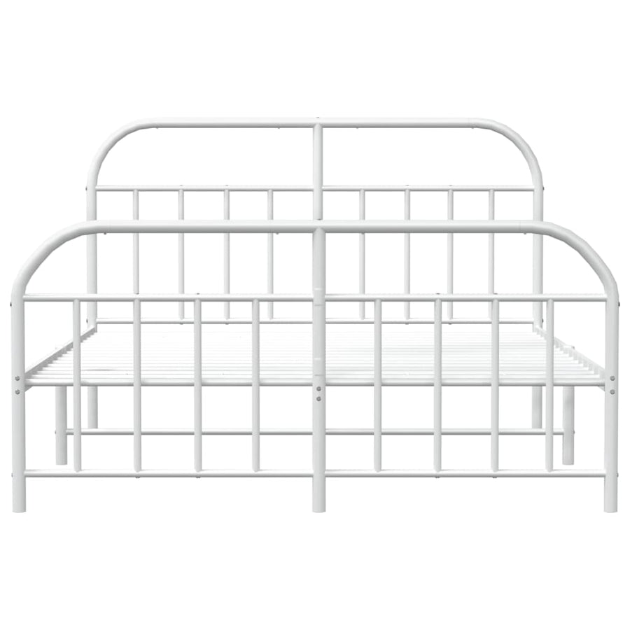 Bedframe Met Hoofd- En Voeteneinde Metaal 183 x 213 cm Wit met hoofdbord & voetbord