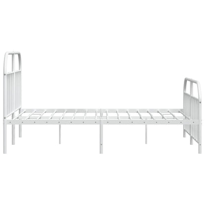 Bedframe Met Hoofd- En Voeteneinde Metaal 183 x 213 cm Wit met hoofdbord & voetbord