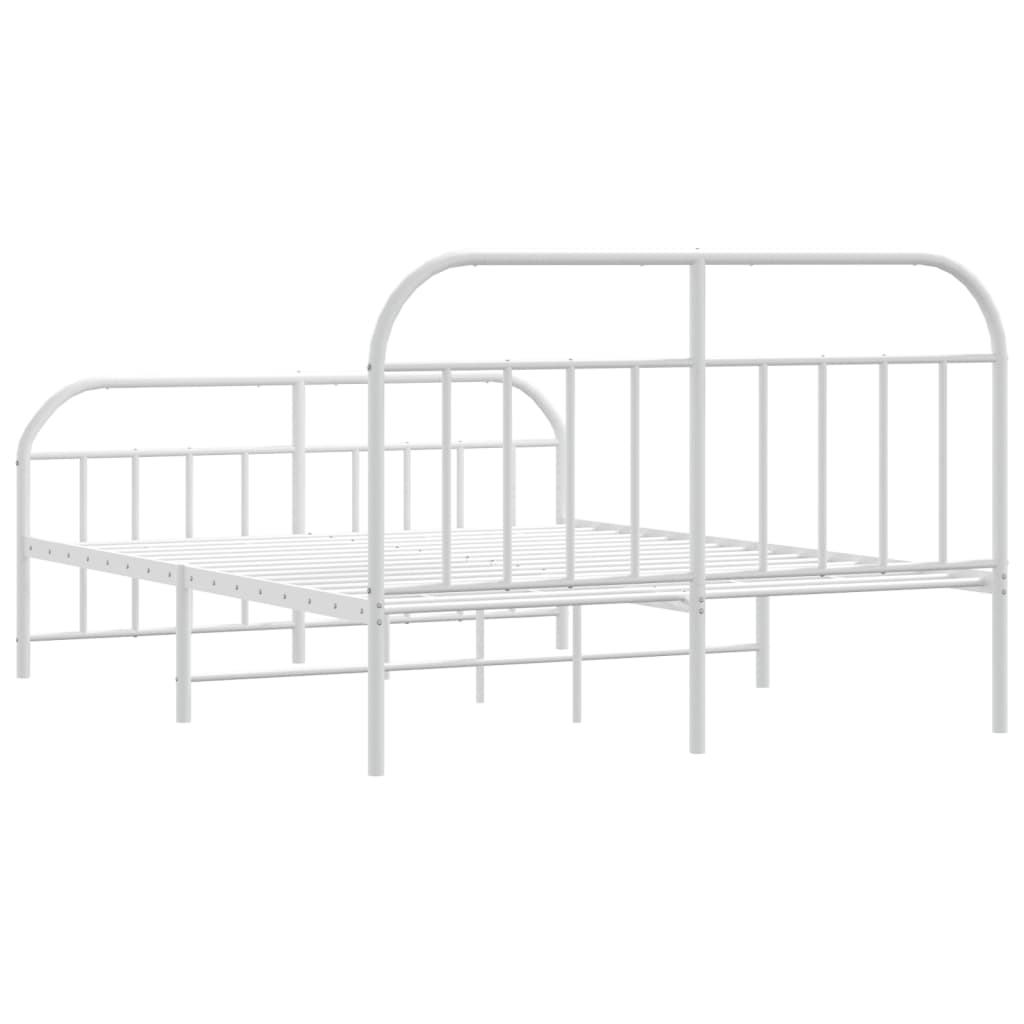 Bedframe Met Hoofd- En Voeteneinde Metaal 183 x 213 cm Wit met hoofdbord & voetbord