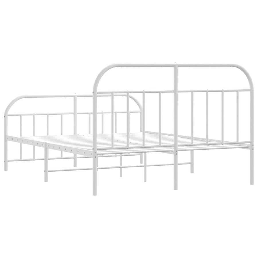 Bedframe Met Hoofd- En Voeteneinde Metaal 183 x 213 cm Wit met hoofdbord & voetbord