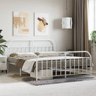 White Metal Bed Frame with Headboard and Footboard 183x213 cm
