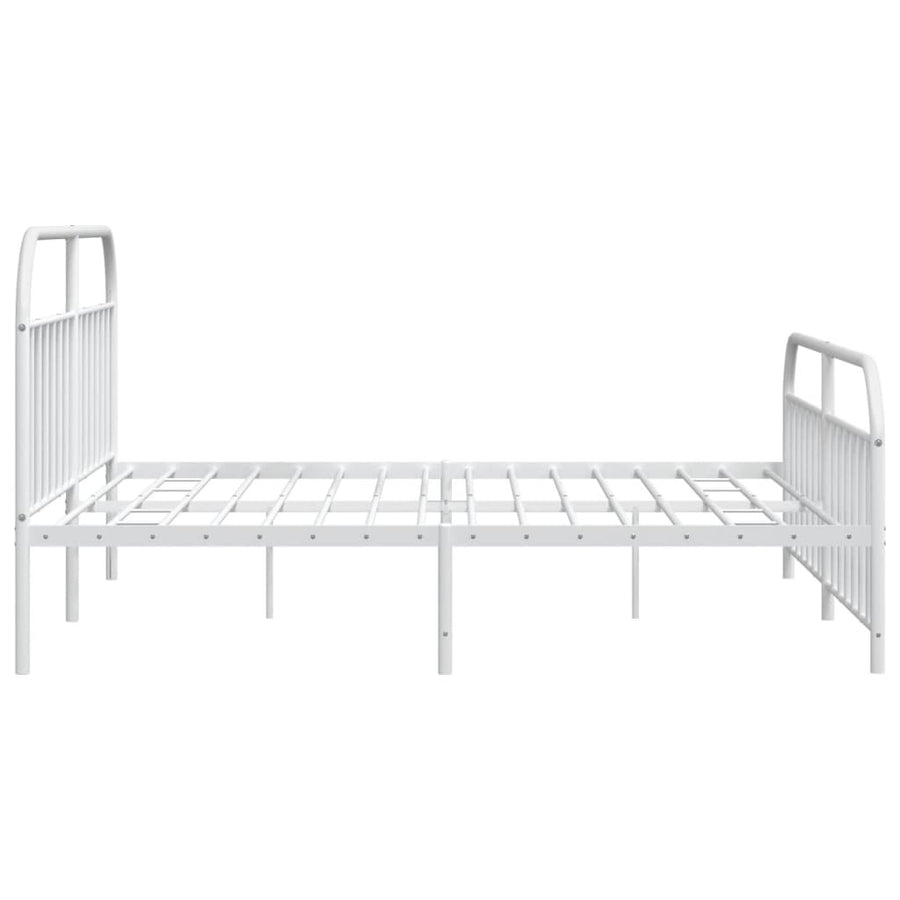Bedframe Met Hoofd- En Voeteneinde Metaal 193 x 203 cm Wit met hoofdbord & voetbord