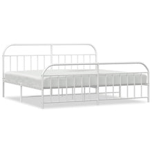 Bedframe Met Hoofd- En Voeteneinde Metaal 200 x 200 cm Wit met hoofdbord & voetbord