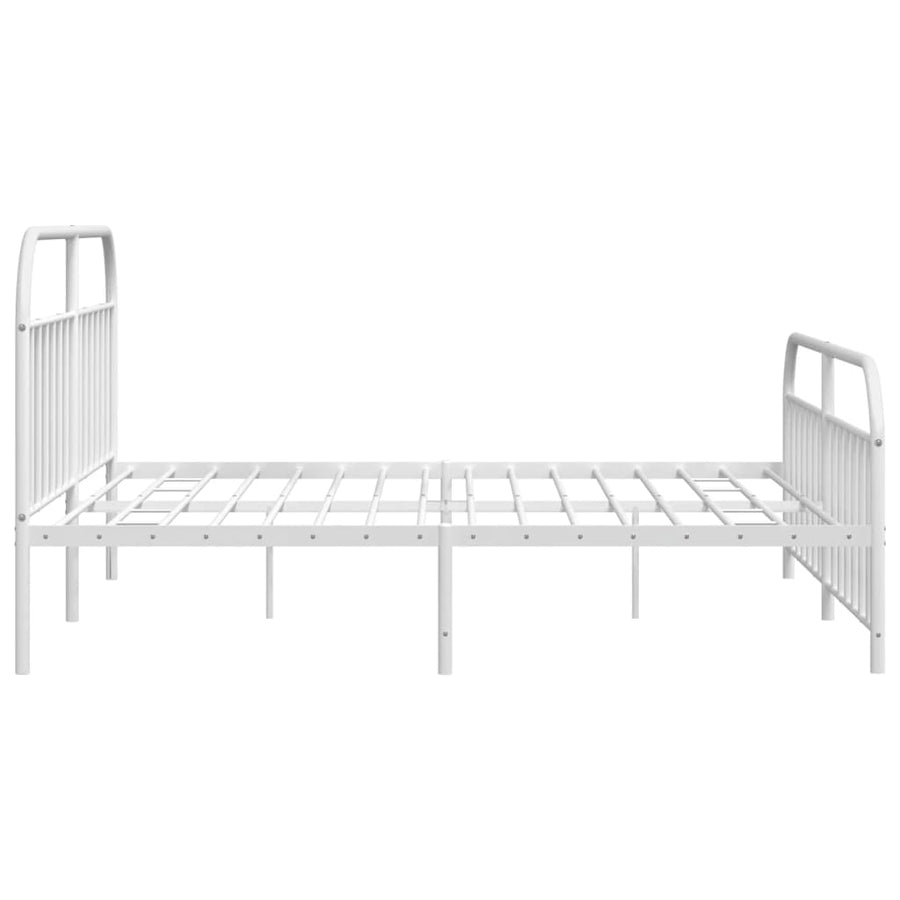 Bedframe Met Hoofd- En Voeteneinde Metaal 200 x 200 cm Wit met hoofdbord & voetbord