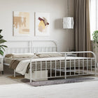 Bed frame with headboard and footboard metal white 200x200 cm